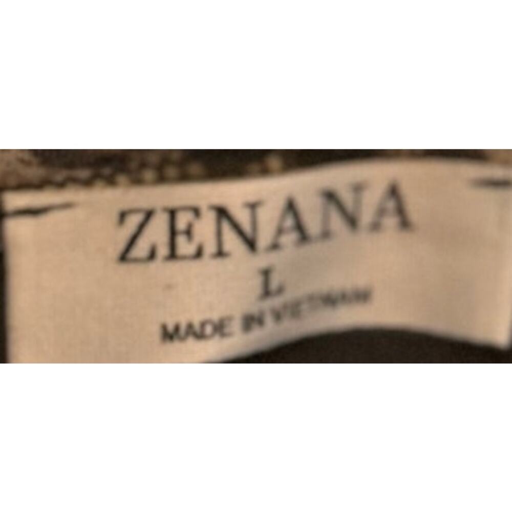 Zenana Women's Brown Green Animal Print Short Sleeve T-Shirt Front Pocket Size L - Picture 3 of 5